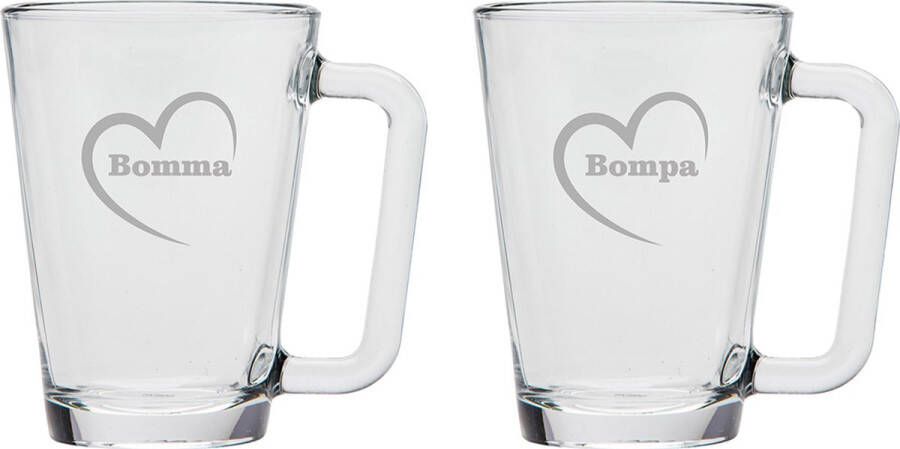 UNIGLASS Theeglas gegraveerd 26cl Bomma-Bompa-hartje