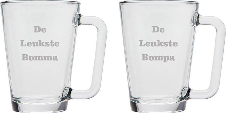 UNIGLASS Theeglas gegraveerd 26cl De Leukste Bomma-De Leukste Bompa