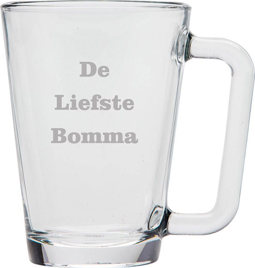 UNIGLASS Theeglas gegraveerd 26cl De Liefste Bomma