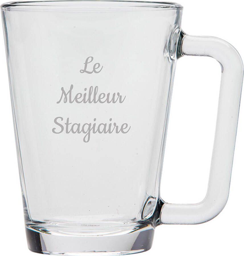 UNIGLASS Theeglas gegraveerd 26cl Le Meilleur Stagiaire