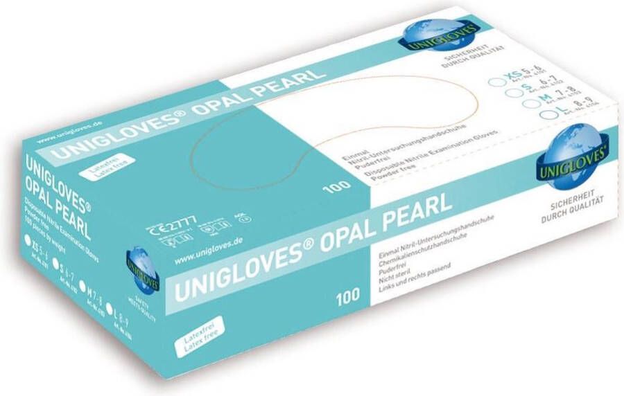 Unigloves wegwerphandschoenen Opal Pearl maat S de beste koop wegwerphandschoenen voor kapper styliste schoonheidsspecialiste tatoeëerder & zorgverlener!