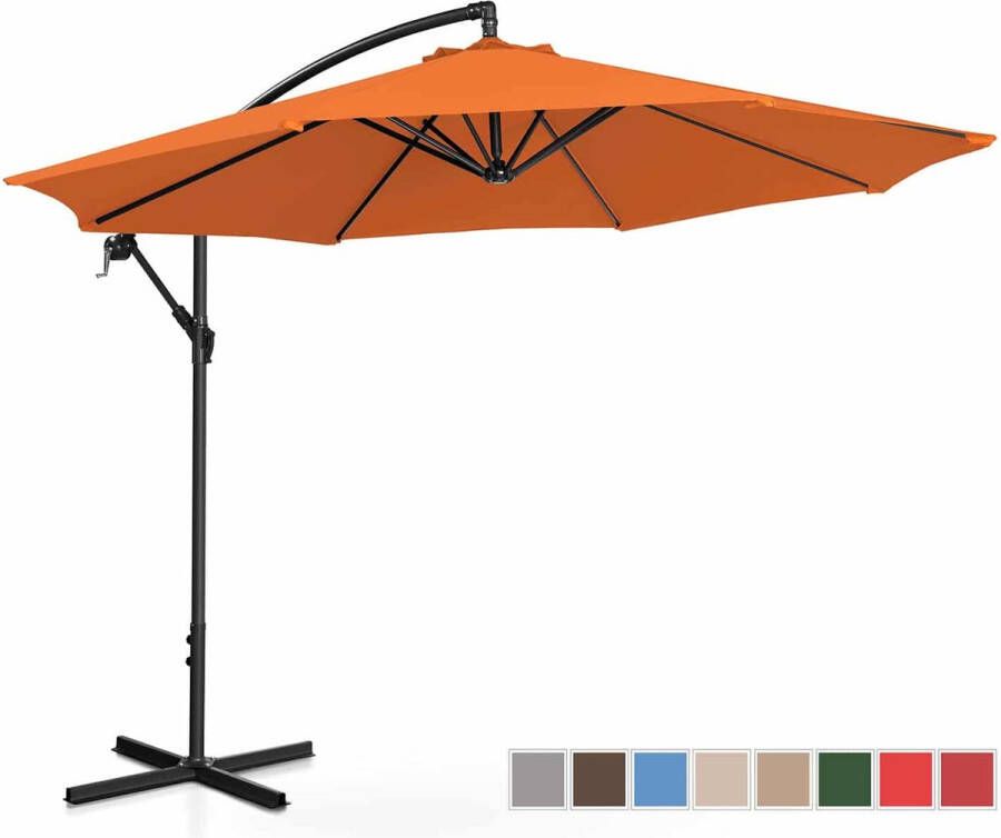 Uniprodo Parasol Oranje rond Ø 300 cm kantelbaar