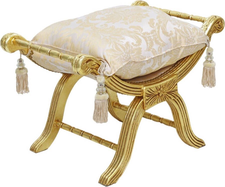 Unique Furniture Luxe Hocker Barok Stijl Goud Créme