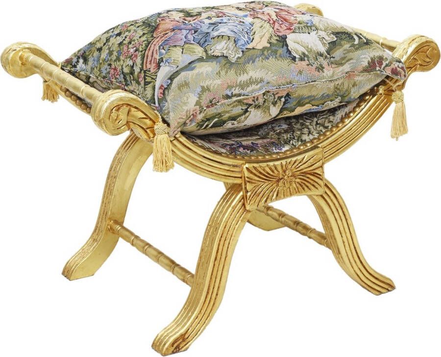 Unique Furniture Luxe Hocker Barok Stijl Goud Gobelin