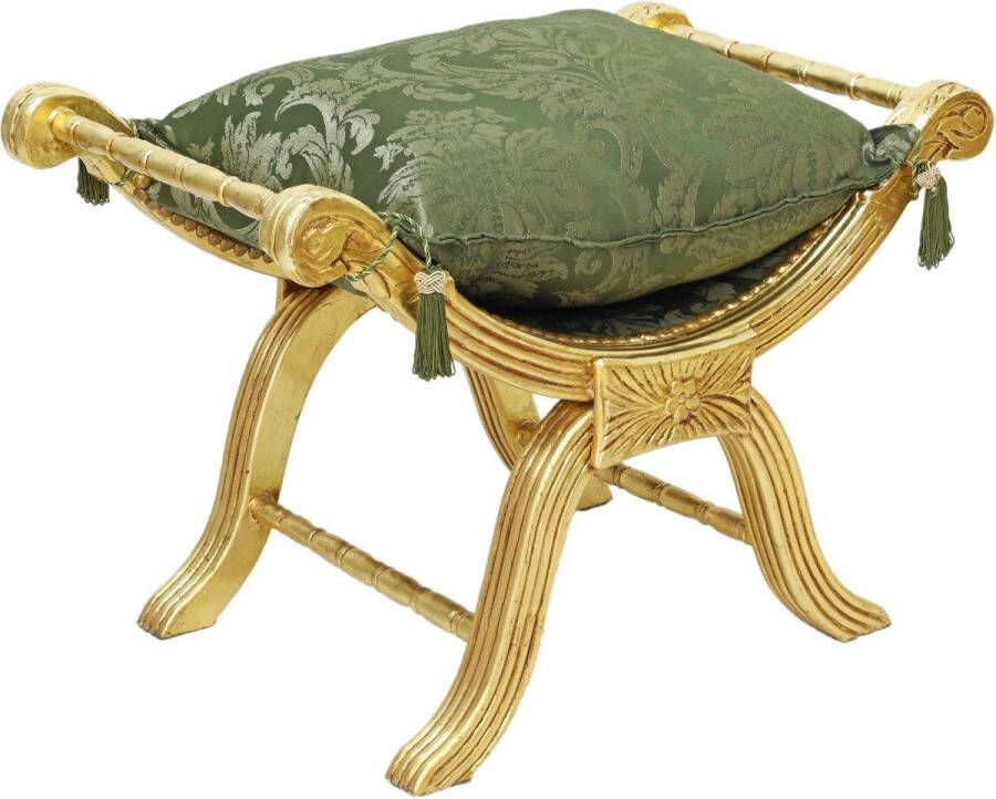 Unique Furniture Luxe Hocker Barok Stijl Goud Groen