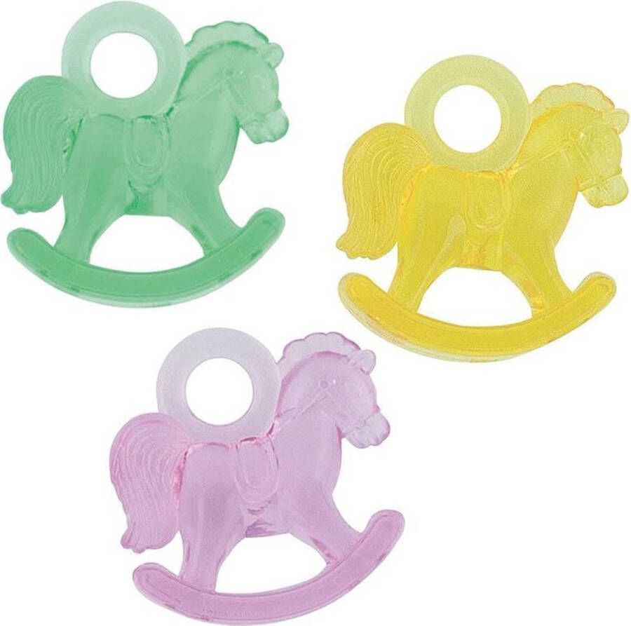 Unique Hobbelpaard assorti kleuren 16 stuks decoratiehanger bedel babyshower geboortefeest