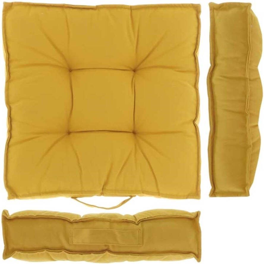 Unique Living | Box kussen Belvi 43x43x7cm mellow yellow | Kussen woonkamer of slaapkamer