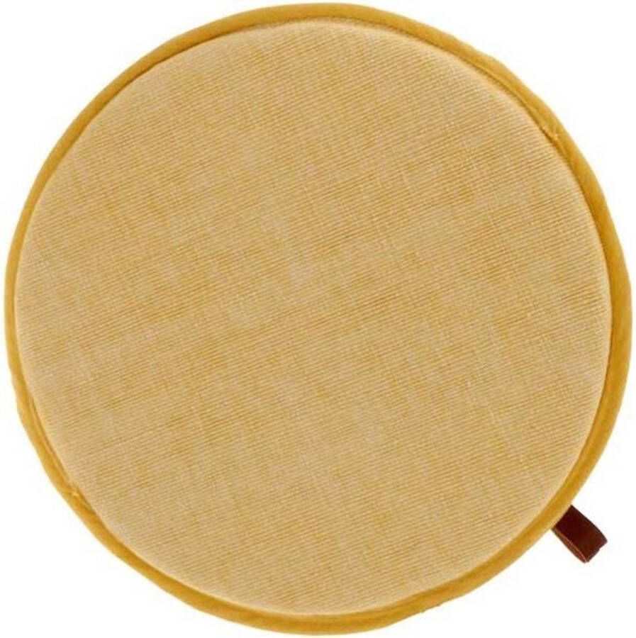 Unique Living | Chairpad rib 38cm Ø mellow yellow | Kussen woonkamer of slaapkamer
