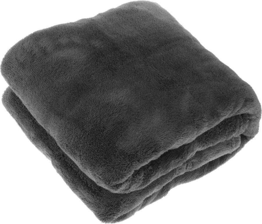 Unique Living plaid deken Justin grijs polyester 150 x 200 cm Plaids