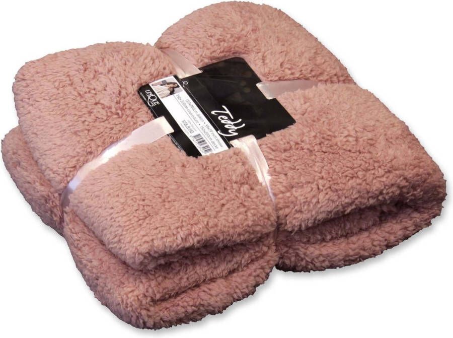 Unique Living | Teddy plaid 150x200cm oud roze