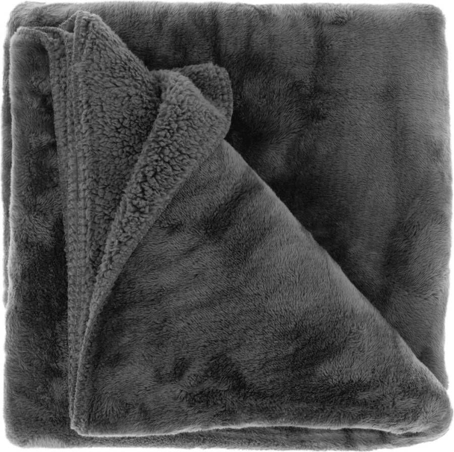 Unique Living fleece plaid 'Torvah' 150x200cm Donkergrijs