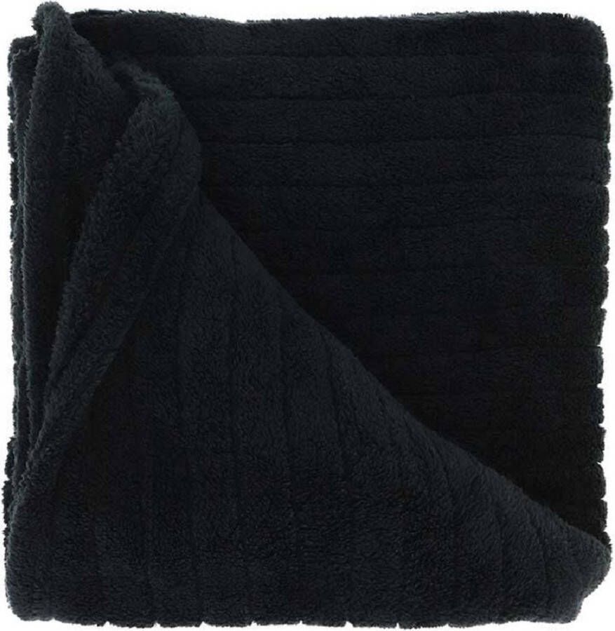 Unique Living plaid deken Jax zwart polyester 150 x 200 cm Plaids