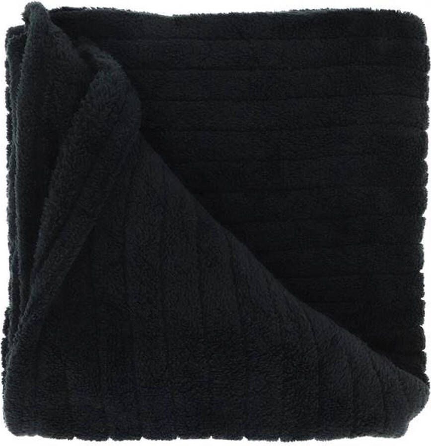 Unique Living plaid deken Jax zwart polyester 150 x 200 cm Plaids