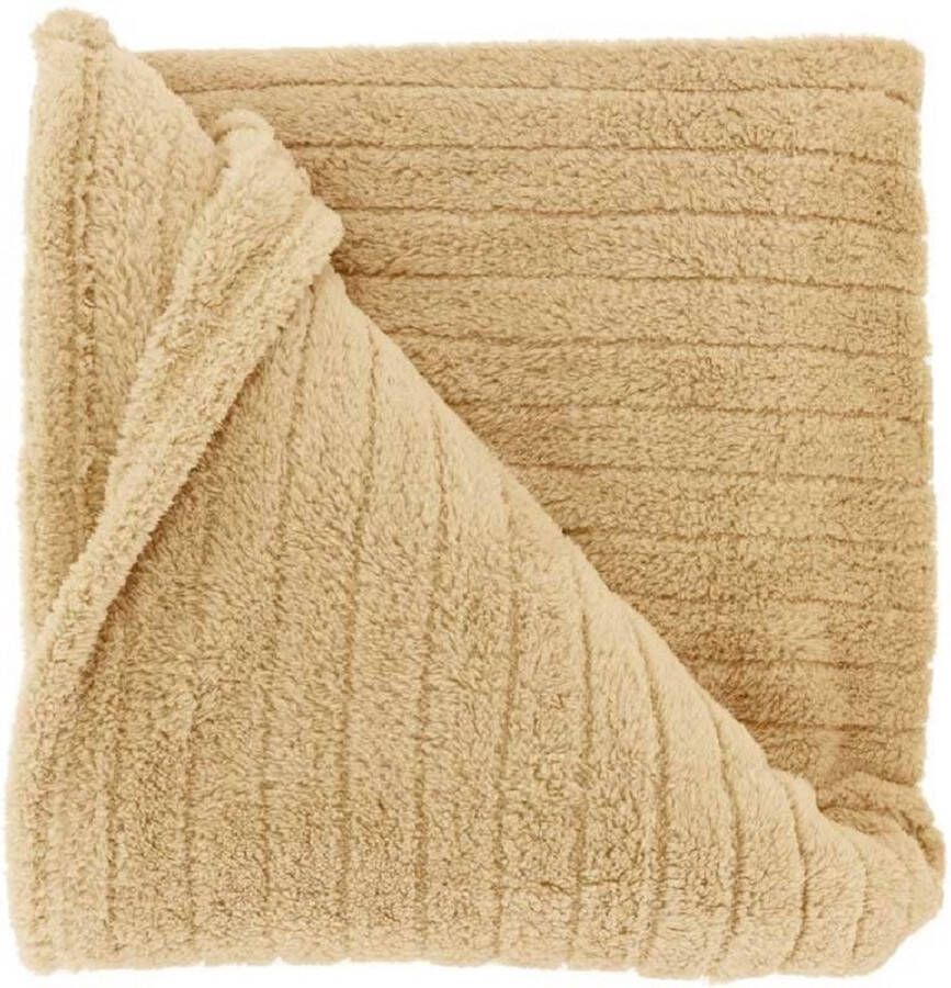 Unique Living plaid deken Jax lichtbruin polyester 150 x 200 cm Plaids