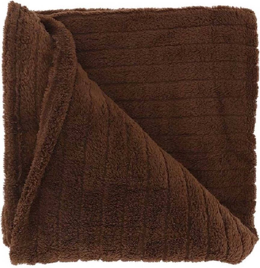 Unique Living plaid deken Jax bruin polyester 150 x 200 cm Plaids