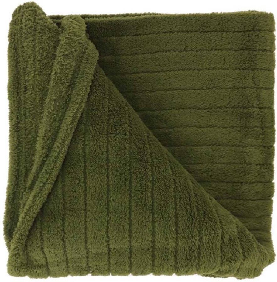 Unique Living plaid deken Jax groen polyester 150 x 200 cm Plaids