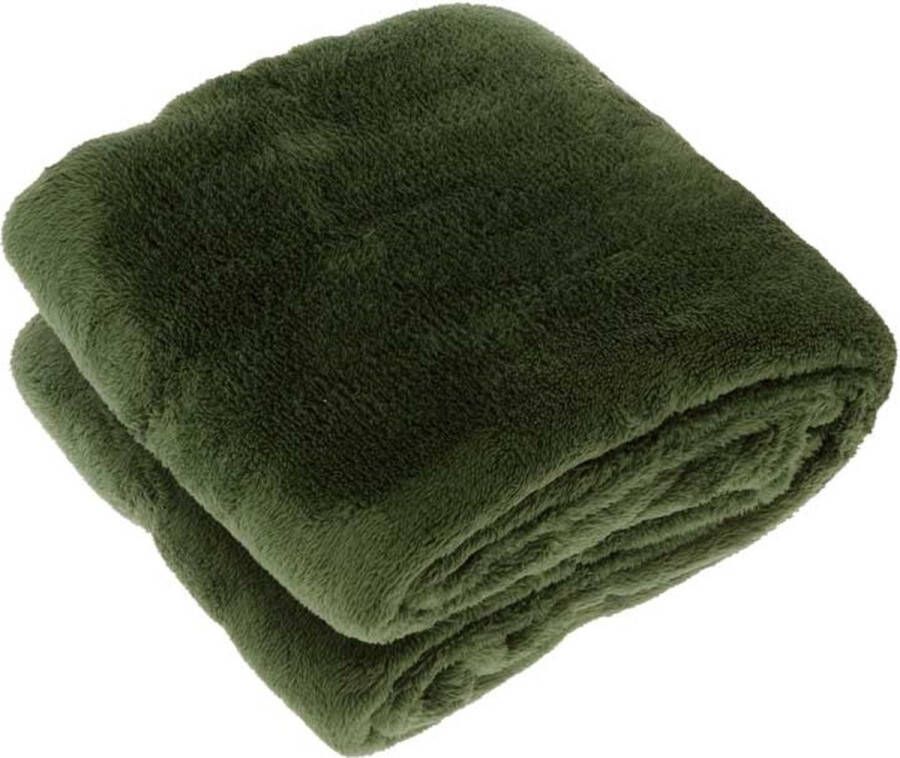 Woonexpress Plaid Justin Groen Polyester Wintergroen 200x150x0cm (hxbxd) Unique Living