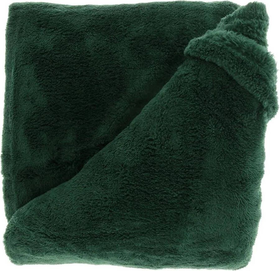 Unique Living plaid deken Justin donker groen polyester 150 x 200 cm Plaids
