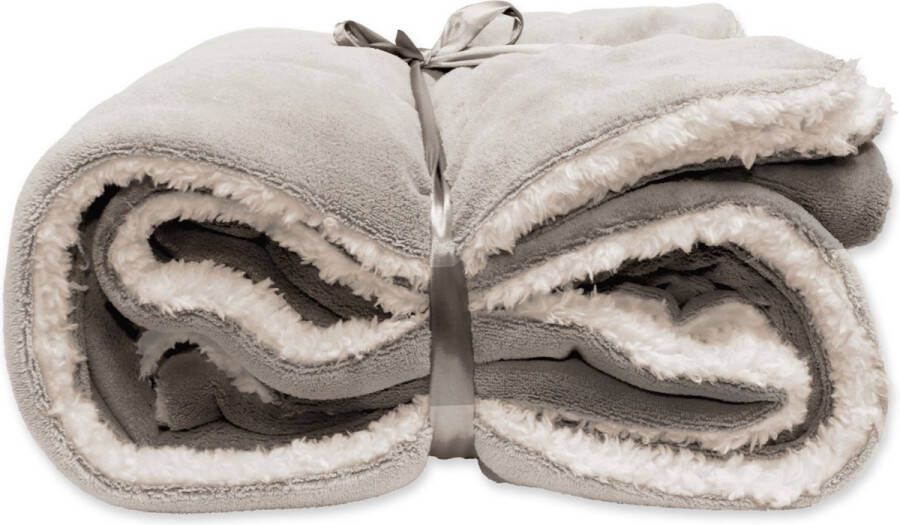 Unique Living | Lars coral fleece|suede plaid 150x200cm chateau grey