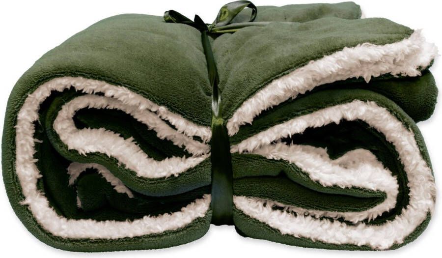 Unique Living plaid 'Lars' Coral Fleece Suede 150x200cm Winter Green