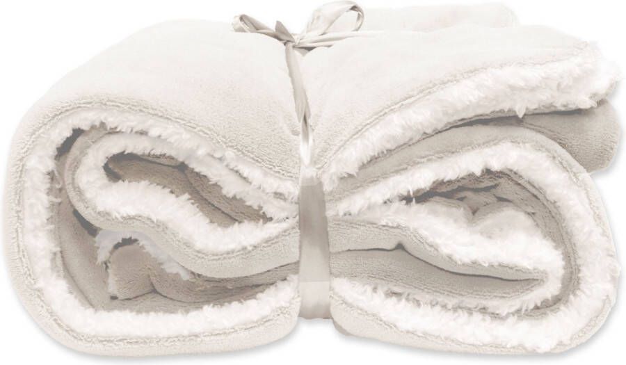 Unique Living | Lars coral fleece suede plaid 150x200cm dove white