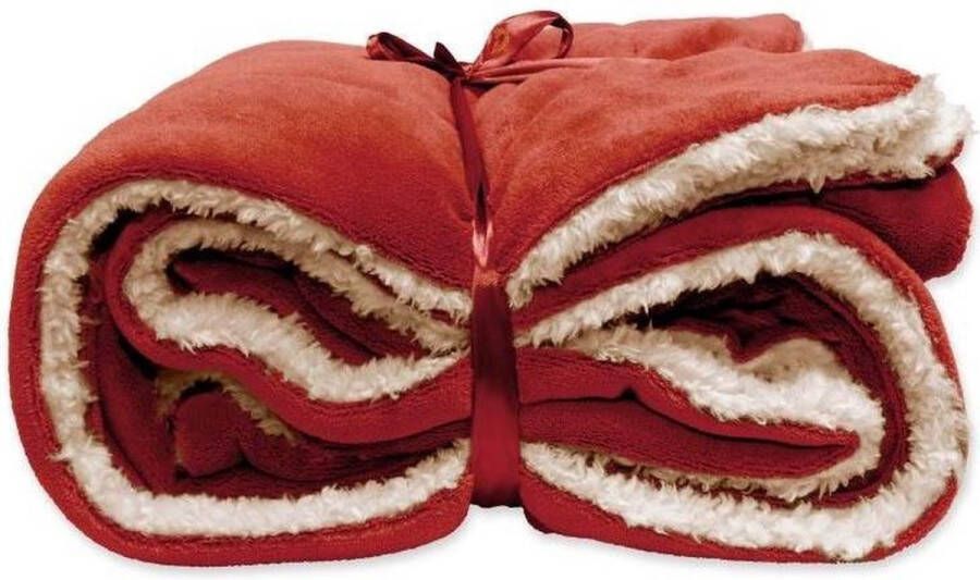Woonexpress Unique Living Lars coral fleece suede plaid 150x200cm redwood