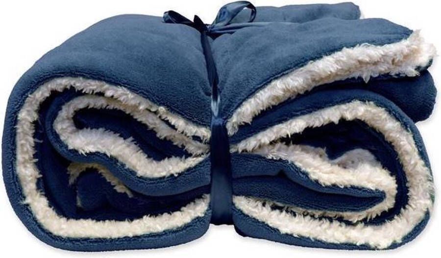 Woonexpress Unique Living Lars Fleece polyester Plaid 150x200 cm Dark Blue