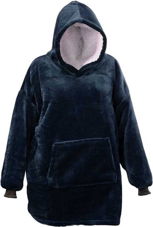 Unique Living Oversized Hoodie 70x50x87cm Dark blue Donker blauw Plaid met mouwen