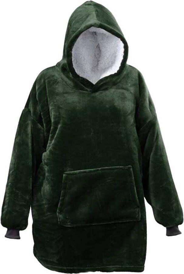 Unique Living Oversized Hoodie 70x50x87cm Dark green Donker groen Plaid met mouwen