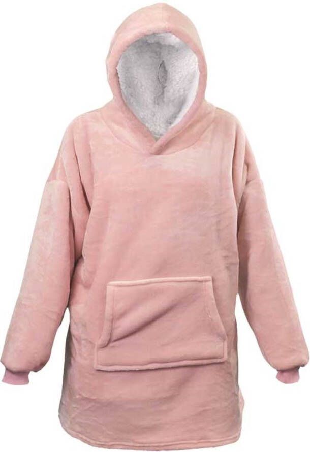 Unique Living Oversized Hoodie 70x50x87cm Old pink Oud roze Plaid met mouwen