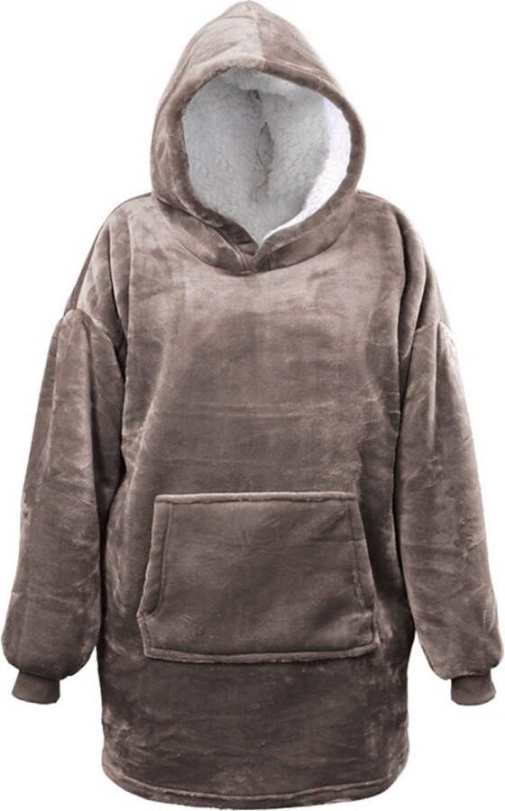 Unique Living Oversized Hoodie 70x50x87cm Taupe Plaid met mouwen