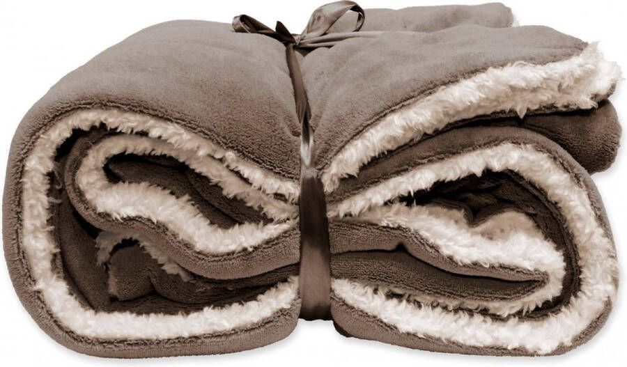 Unique Living | Lars coral fleece|suede plaid 150x200cm taupe