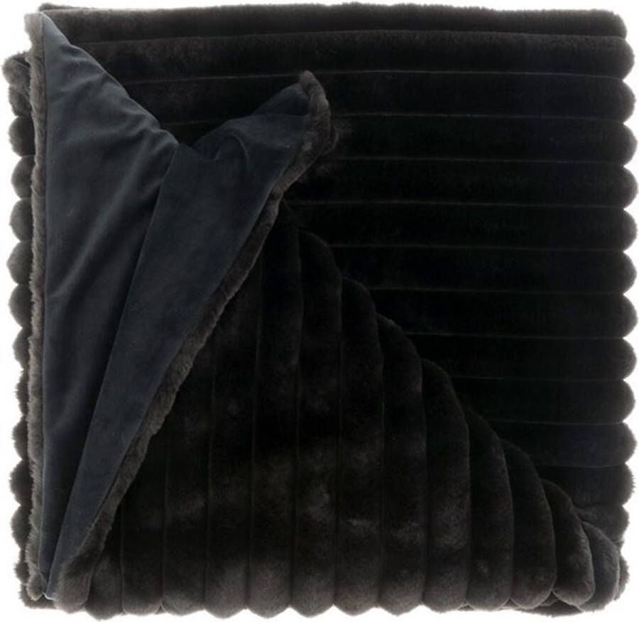 Unique Living Peppe fleece plaid Fleece polyester 150x200 cm Black