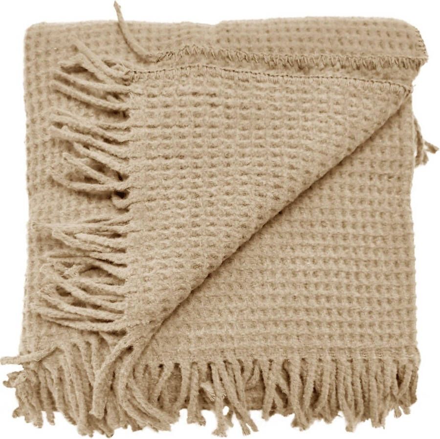 Woonexpress Plaid Selien Naturel Katoen Chateau Grey Beige 200x150x0cm (hxbxd) Unique Living