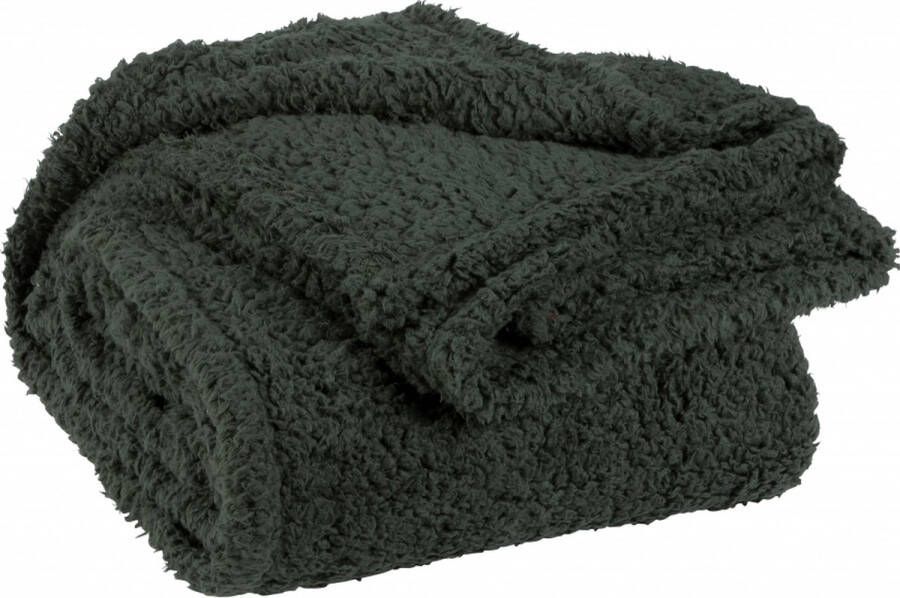 Unique Living Plaid deken Teddy donker groen polyester 150 x 200 cm Plaids - Foto 2
