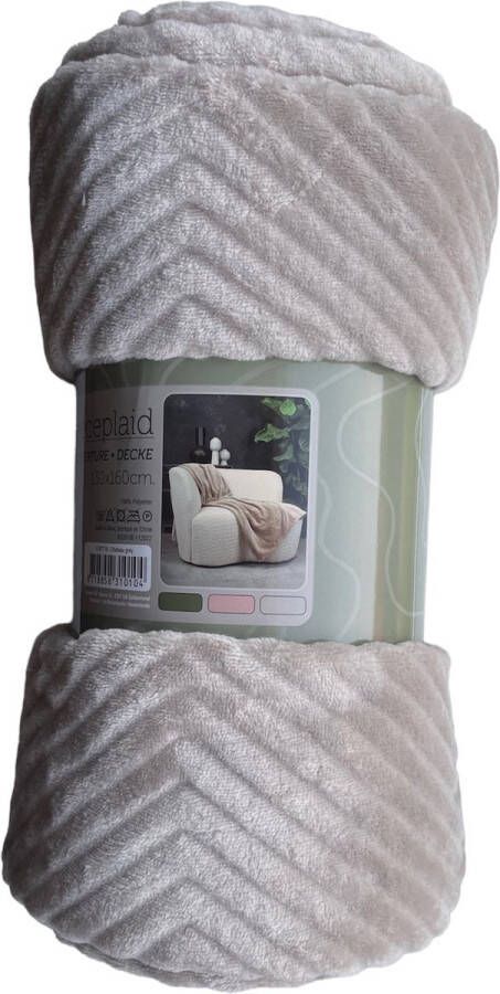 Unique Living Plaid Tom Chateau grijs-beige -Zachte deken 130 x 160 cm