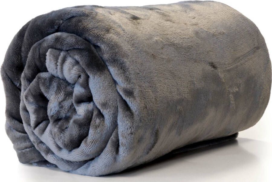 Unique Living Plaid deken fleece donker grijs polyester 130 x 180 cm Plaids