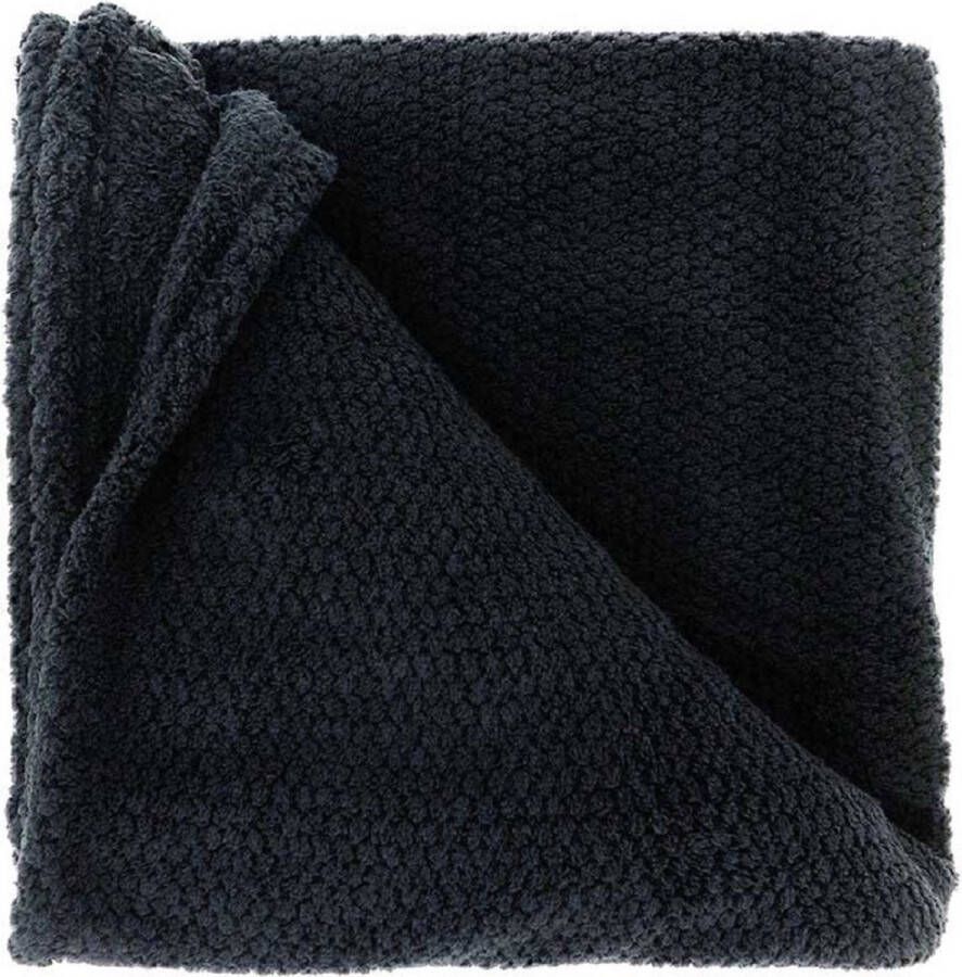 Unique Living plaid deken Sep zwart polyester 150 x 200 cm Plaids