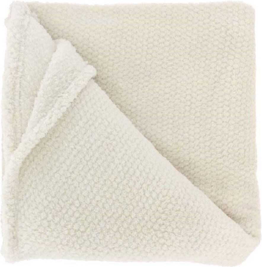 Unique Living plaid deken Sep creme wit polyester 150 x 200 cm Plaids