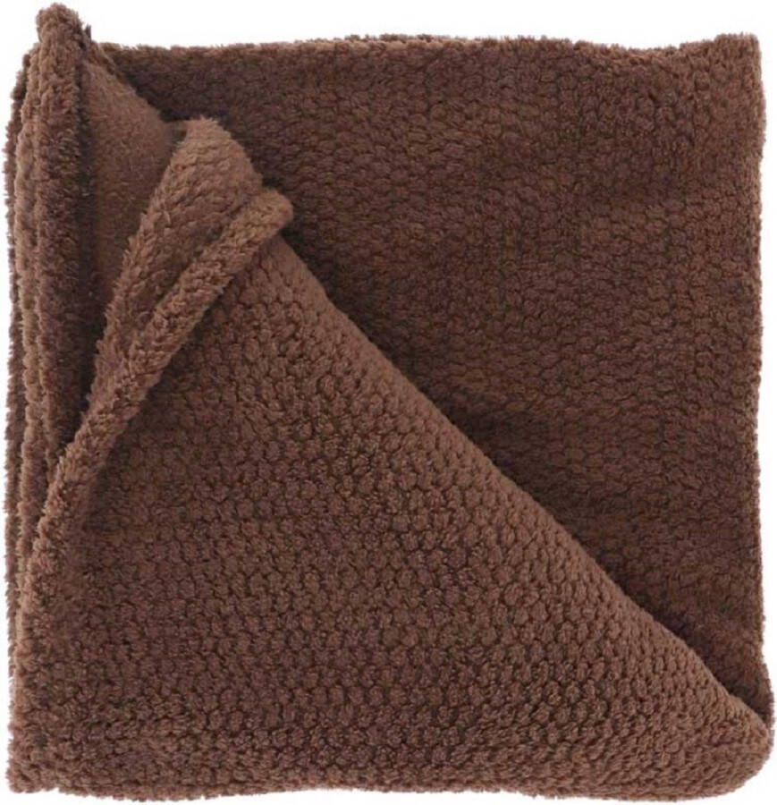 Unique Living plaid deken Sep bruin polyester 150 x 200 cm Plaids