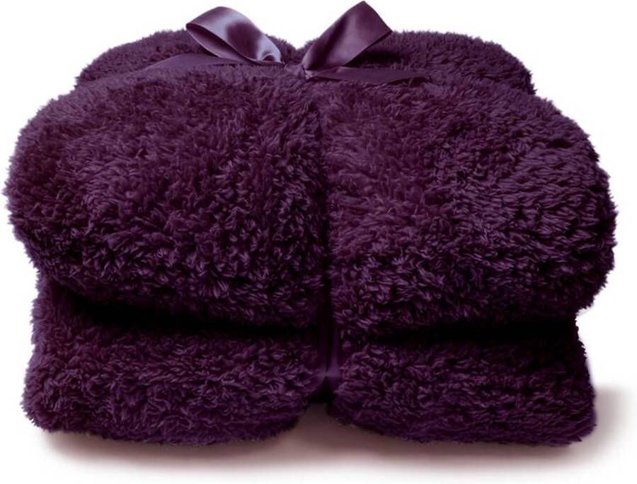 Unique Living Plaid Teddy Polyester Paars 150 x 0 x 200 cm (BxHxD)