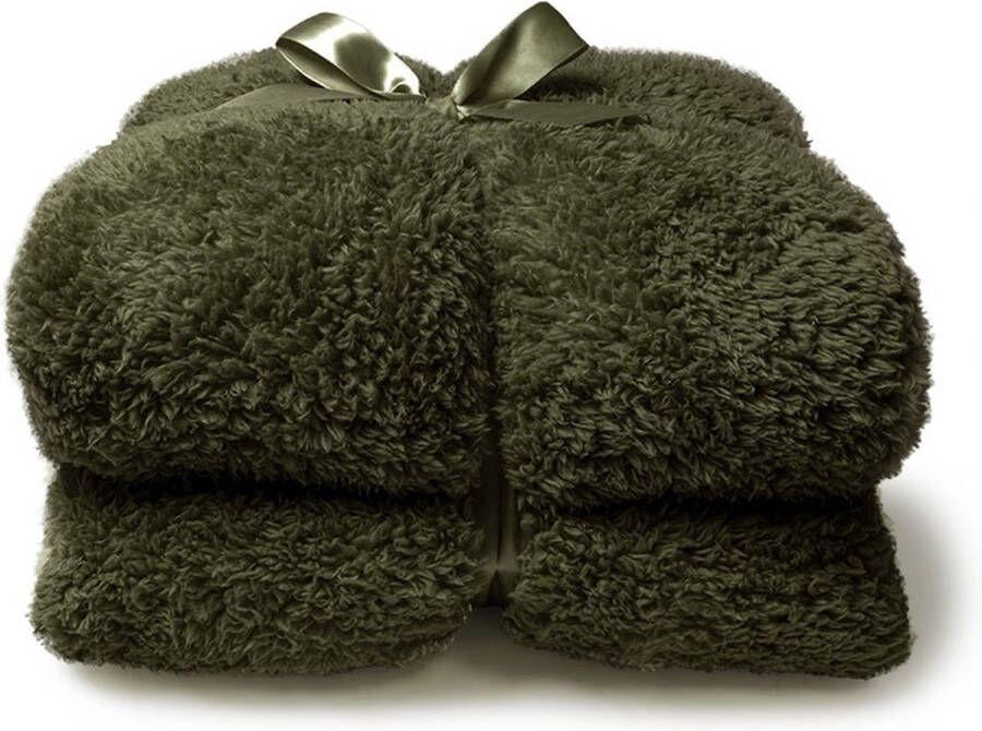 Unique Living Plaid Teddy Polyester Groen 150 x 200 x 0 cm (BxHxD)