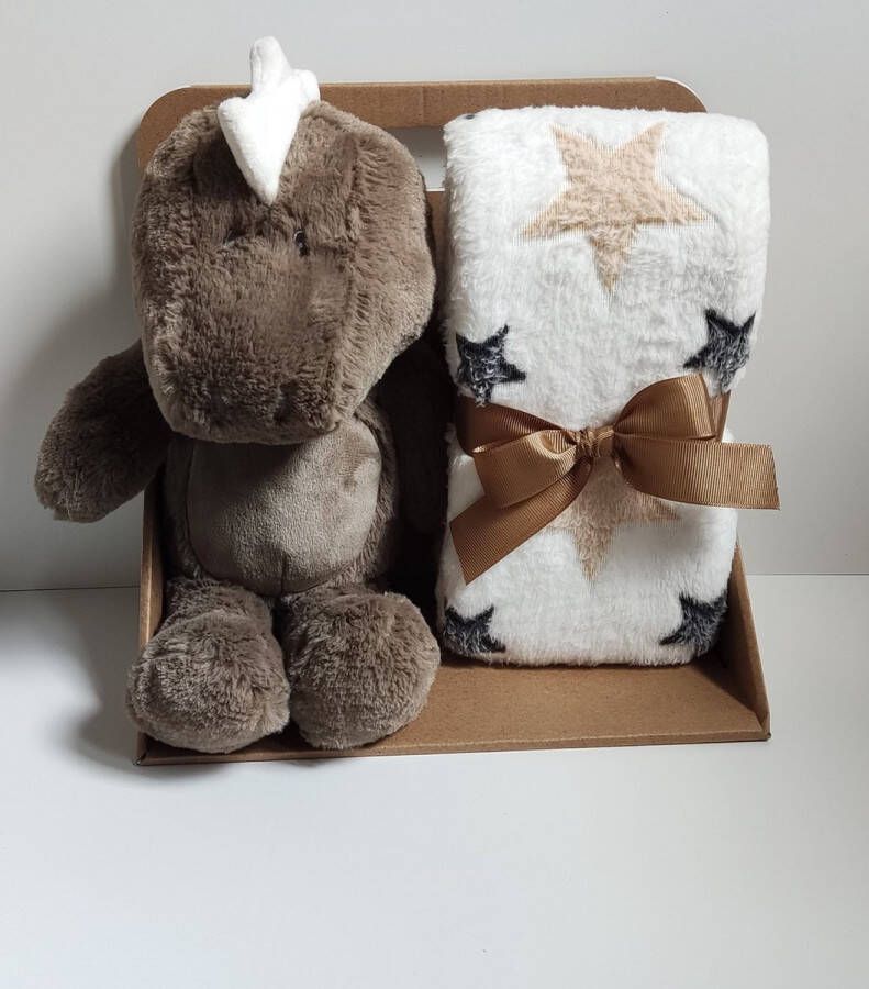 Unique Living Teddybeer met lakentje Dino Kraamgeschenk 1ste knuffel Superzacht