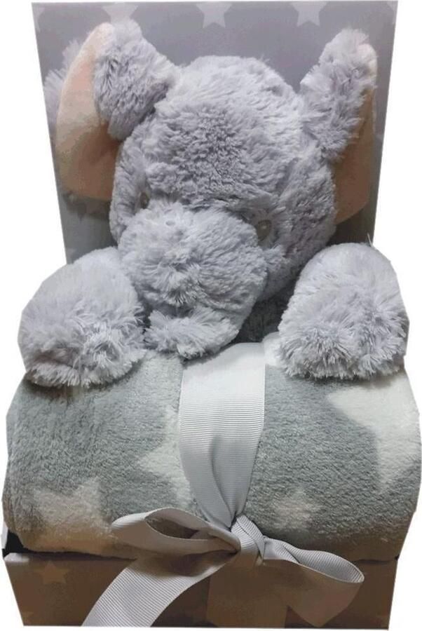 Unique Living Knuffel Olifant plus plaid ledikant formaat