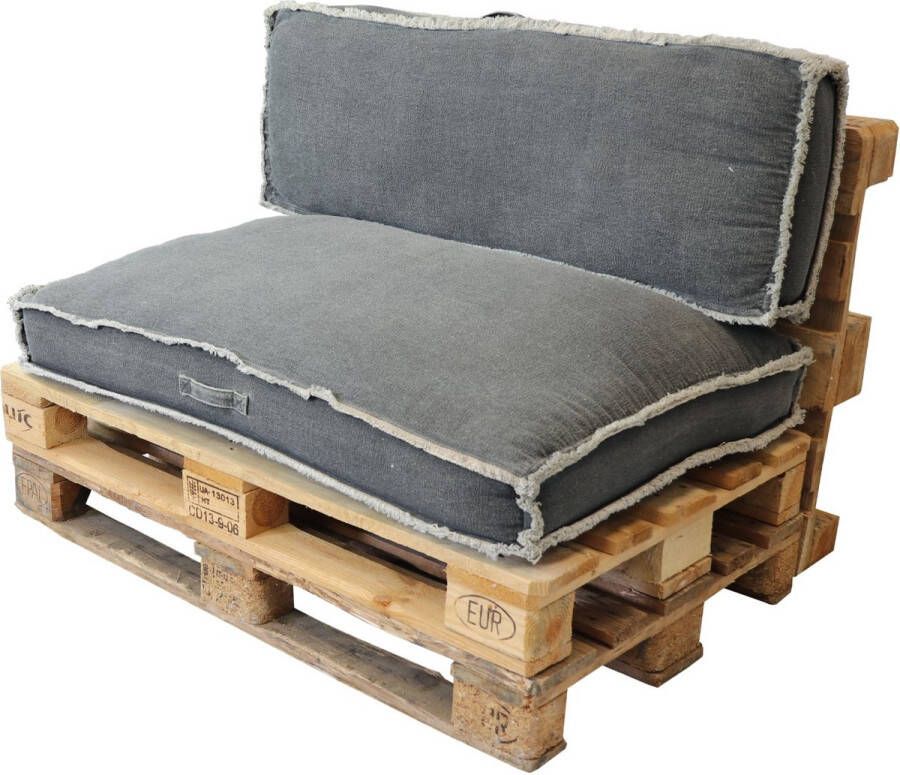 Unique Living Unique Palletkussenset Manouk Zit- en Rugkussen Faded Coal Grey Set 120x80 40 cm