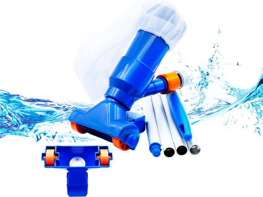 Uniquez Zwembad stofzuiger Bodemzuiger zwembad Zwembadstofzuiger Zwembad onderhoud Zwembad bodem reiniging inclusief stang Blauw