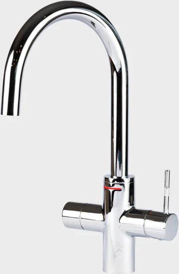 Unito LAVA 3-in-1 kraan chroom kokend waterkraan C-uitloop 8 liter boiler
