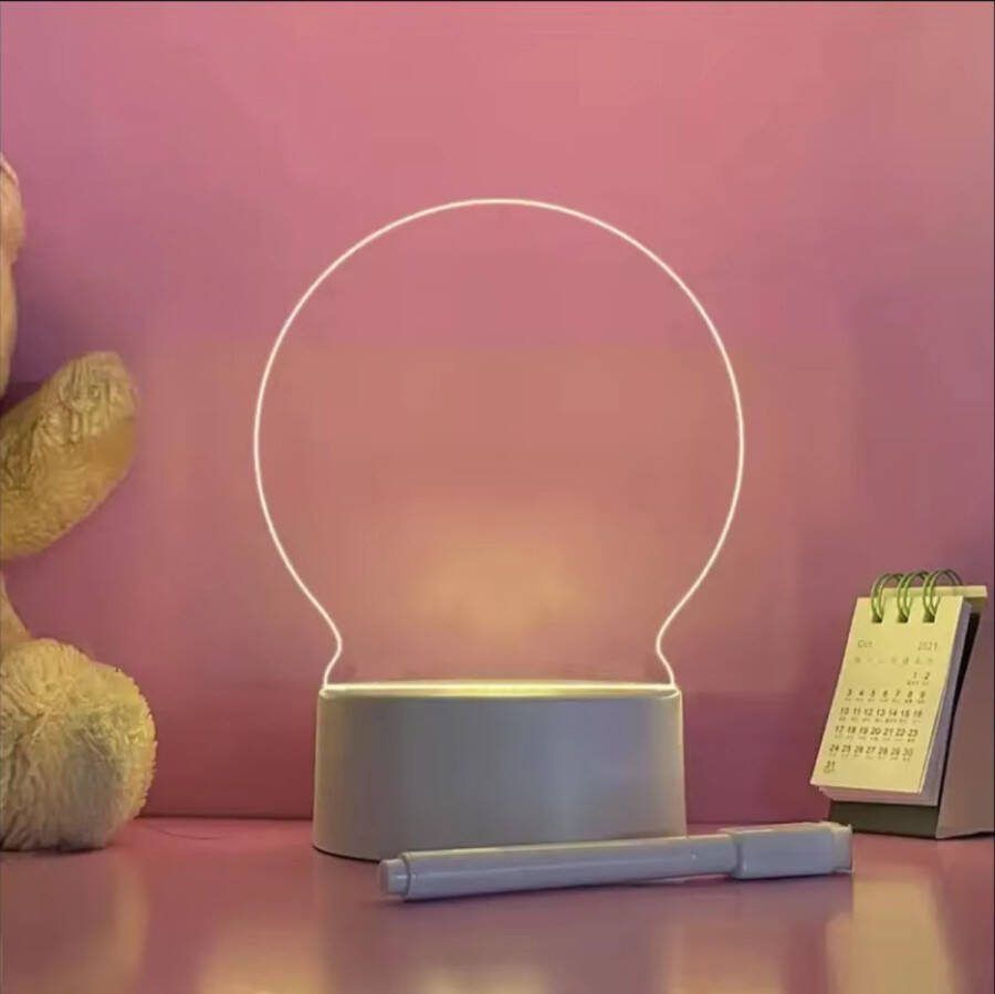 Universeel Bovista Led Notitiebord Led Bord Tekst Schrijfbord Valentijn Cadeautje Voor Haar- Bureau Decoratie Kamer Decoratie Aesthetic Rond