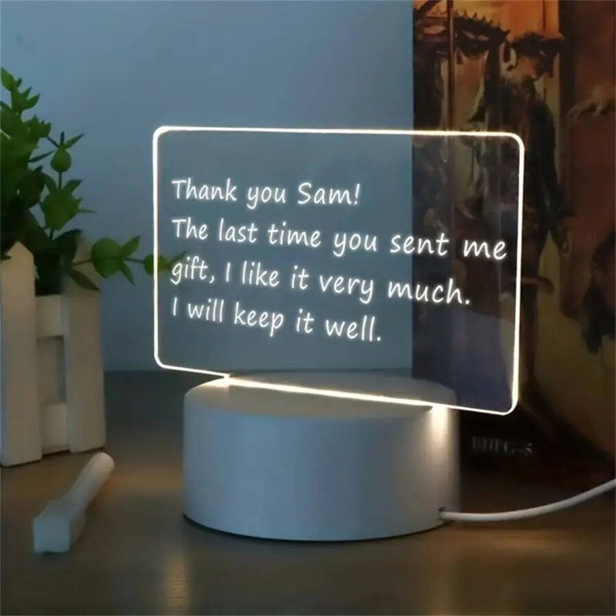 Universeel Bovista Led Notitiebord Led Bord Tekst Schrijfbord Valentijn Cadeautje Voor Haar- Bureau Decoratie Kamer Aesthetic Kort