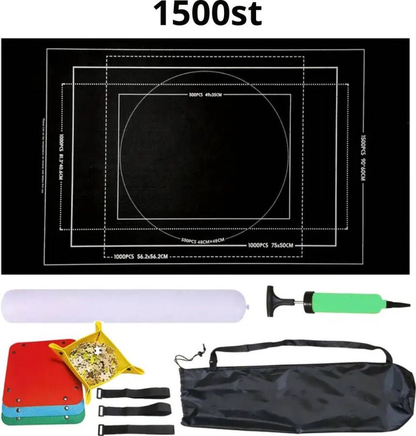 Universeel Bovista Puzzelmat Portapuzzle Puzzelmap 500 Stukjes 1000 Stukjes 1500 Stukjes Puzzelkoffer Puzzelbord Opbergsysteem Zwart Inclusief Accessoires
